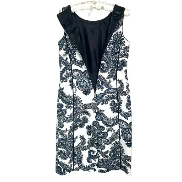 Talbots Women's Sz 4 Cotton Blend Paisley Sheath Dress Sleeveless Career Office - Picture 4 of 9